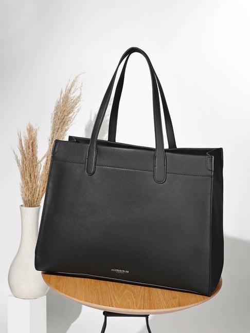 accessorize london black solid tote handbag