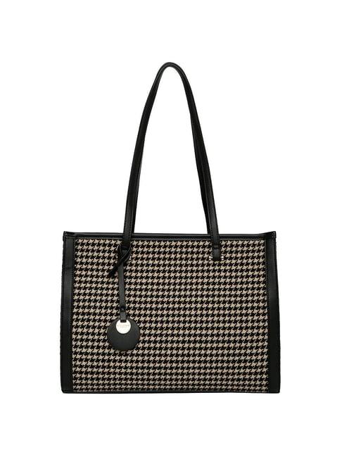 accessorize london black textured medium tote handbag