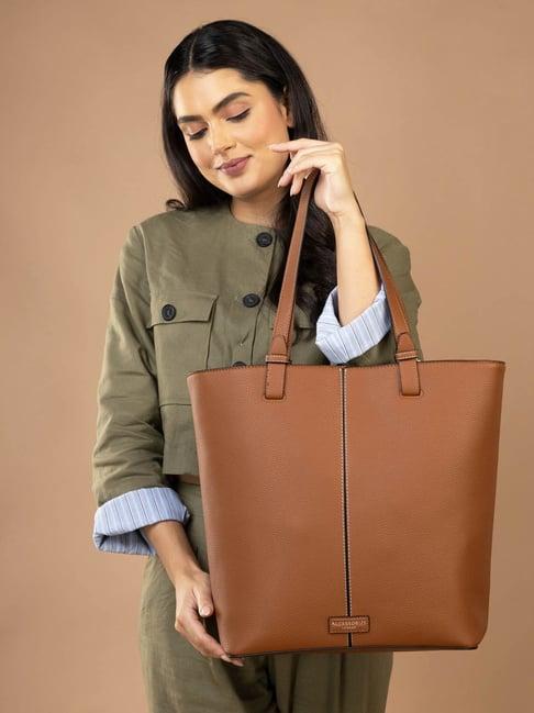 accessorize london brown solid tote handbag