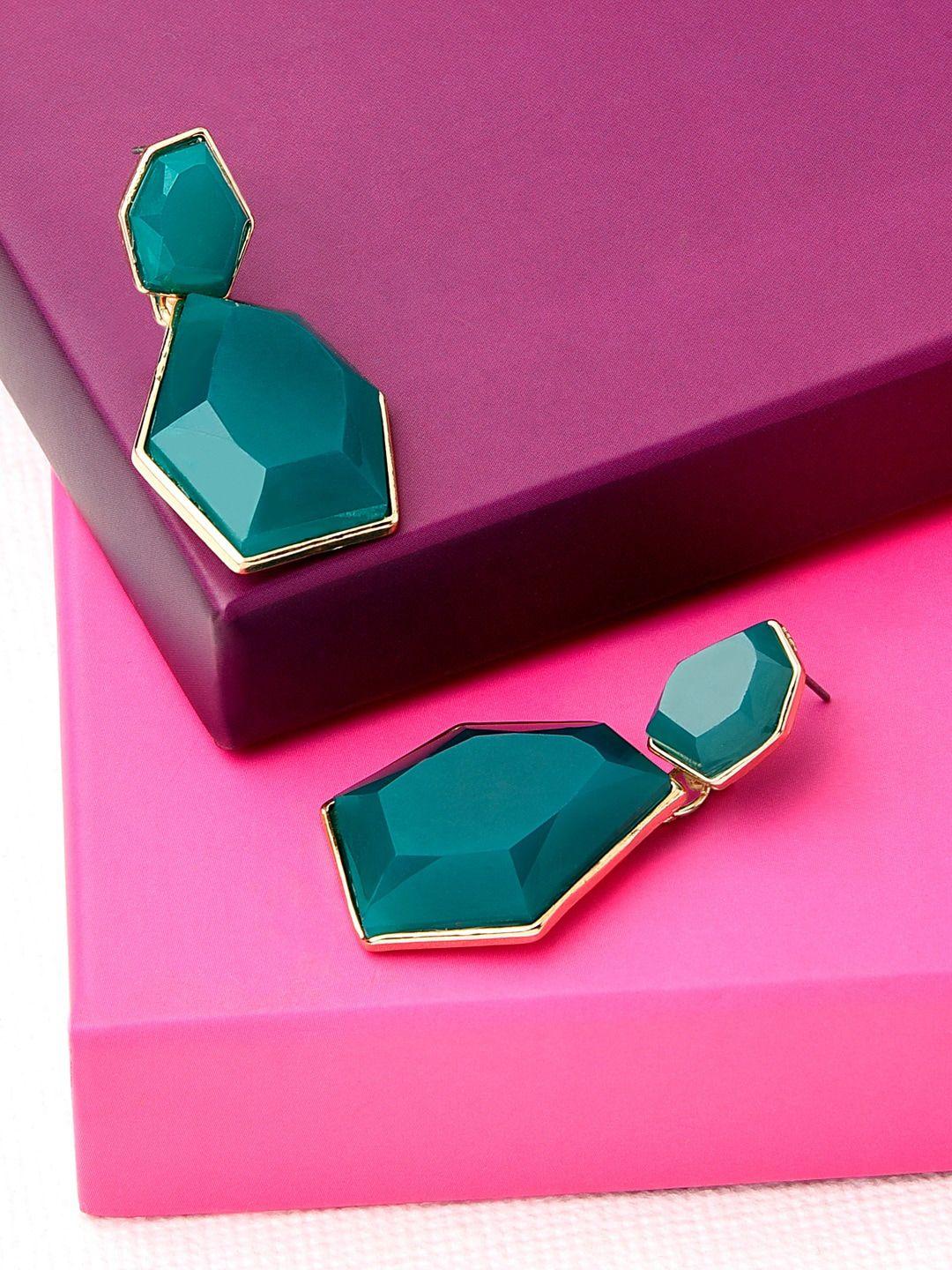 accessorize london green geometric drop earrings