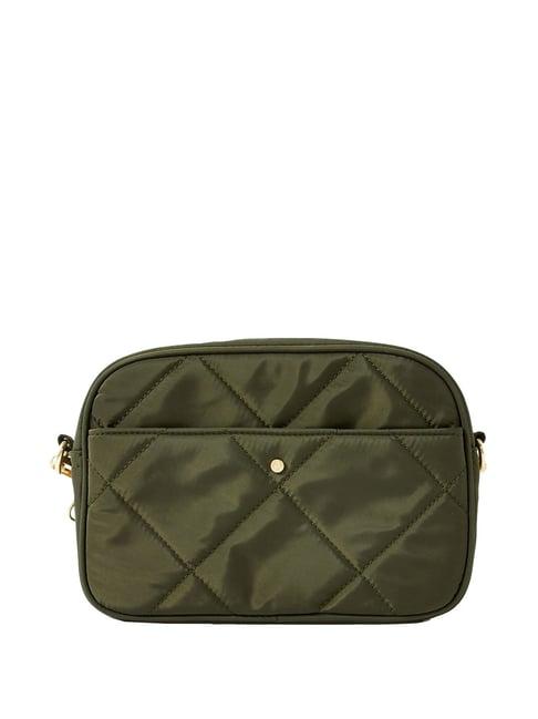 accessorize london green textured medium sling handbag