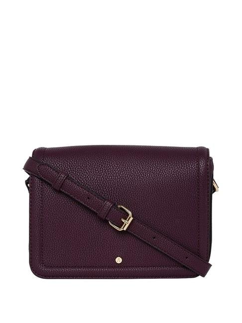 accessorize london purple solid medium sling handbag