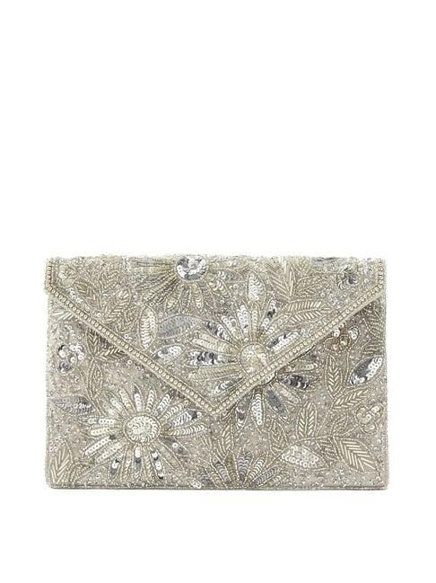 accessorize london silver fabric envalope clutch