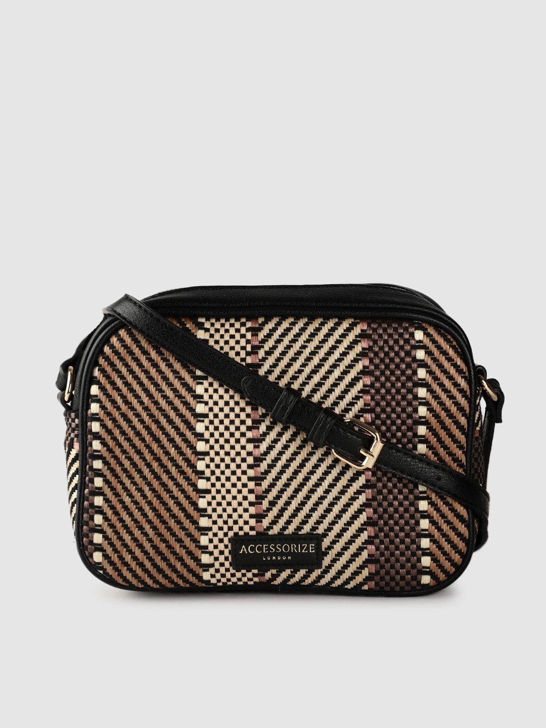 accessorize london women's faux leather aztec textile camera bag