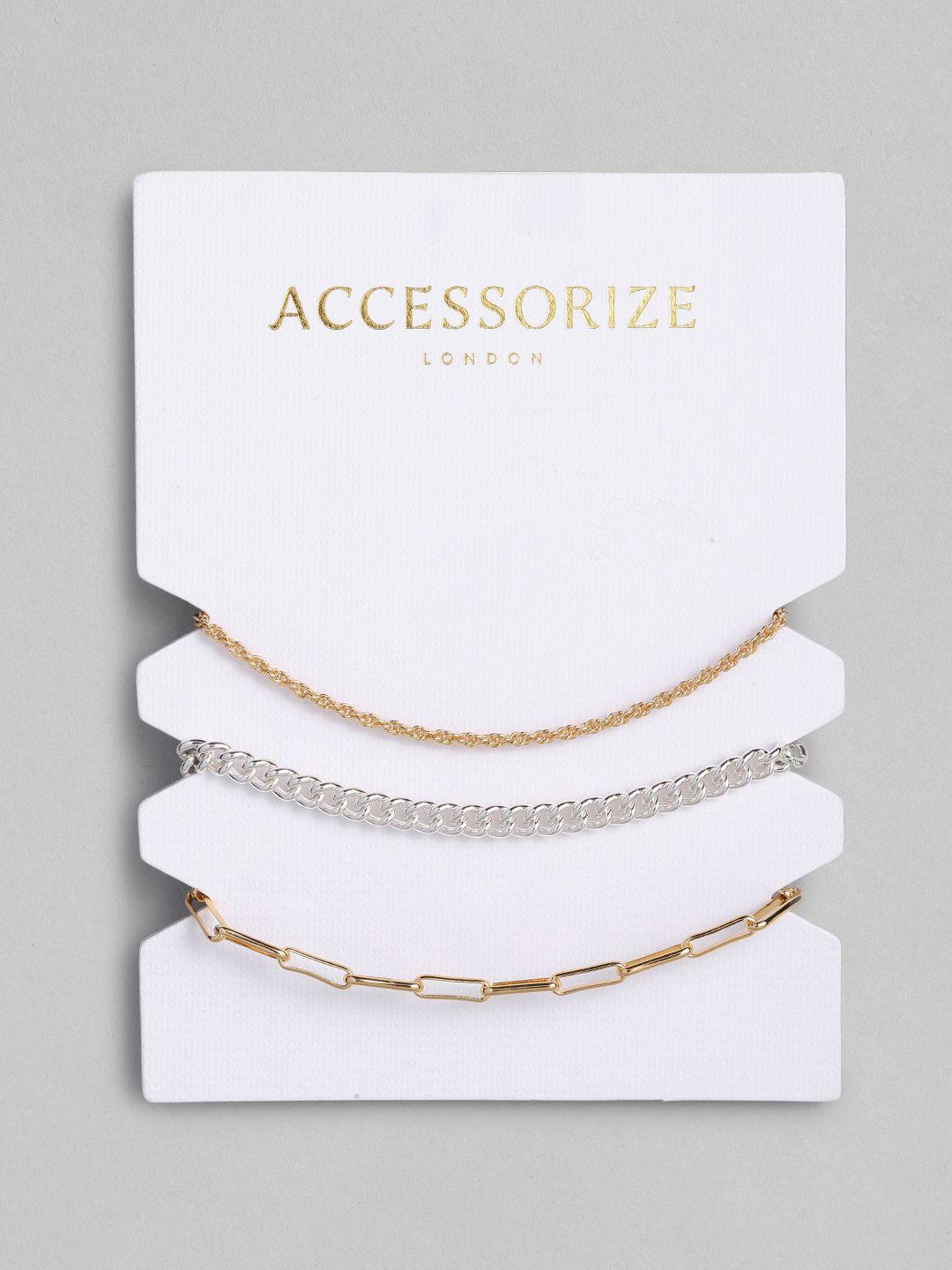 accessorize london women 3-pack chain bracelet