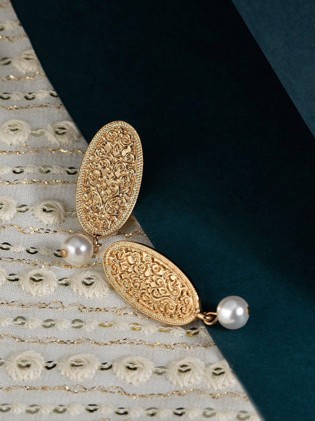accessorize london women golden pearl drop ethnic earring
