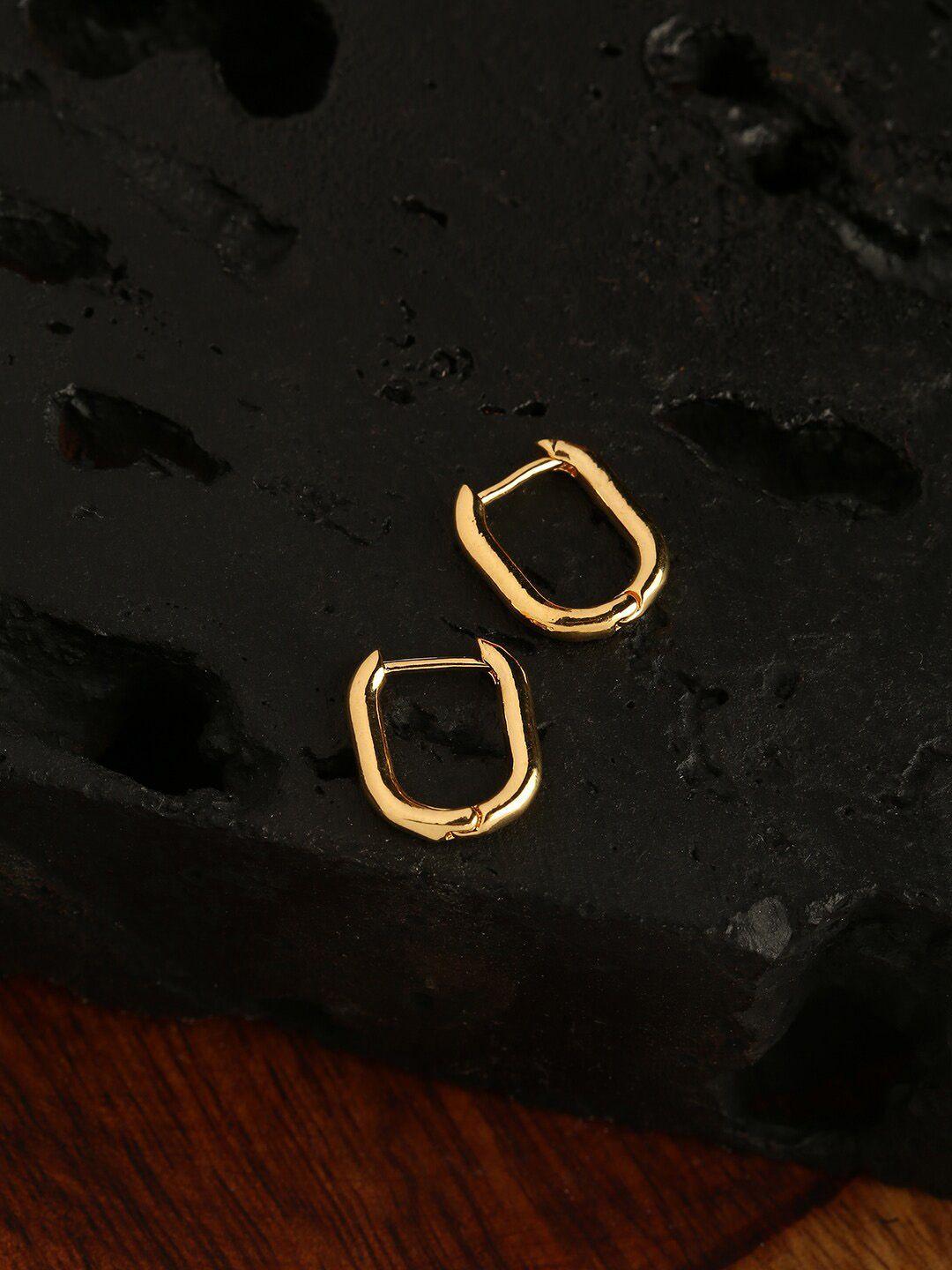 accessorize london women real gold-plated rectangular hoop earrings