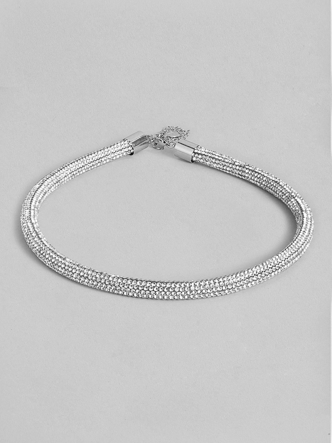 accessorize london women silver rhinestone tube necklace