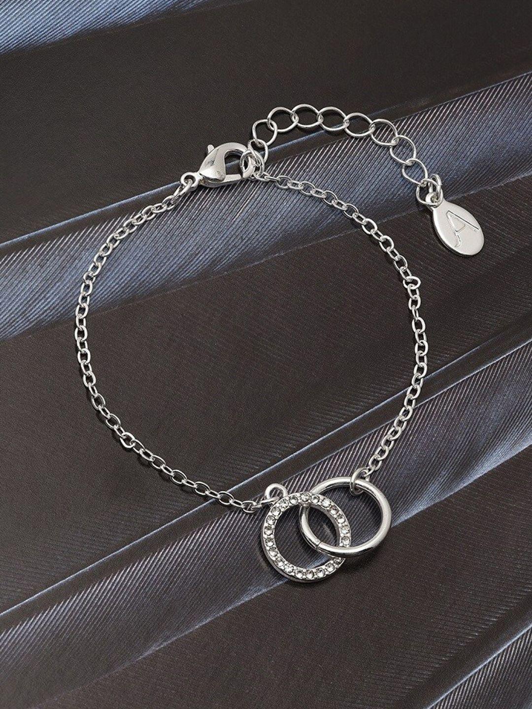accessorize london women silver-toned cz linked circles bracelet