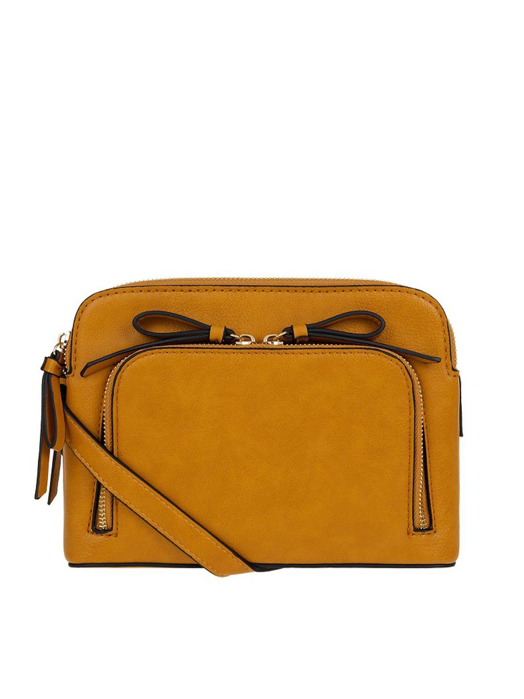 accessorize mustard yellow solid sling bag