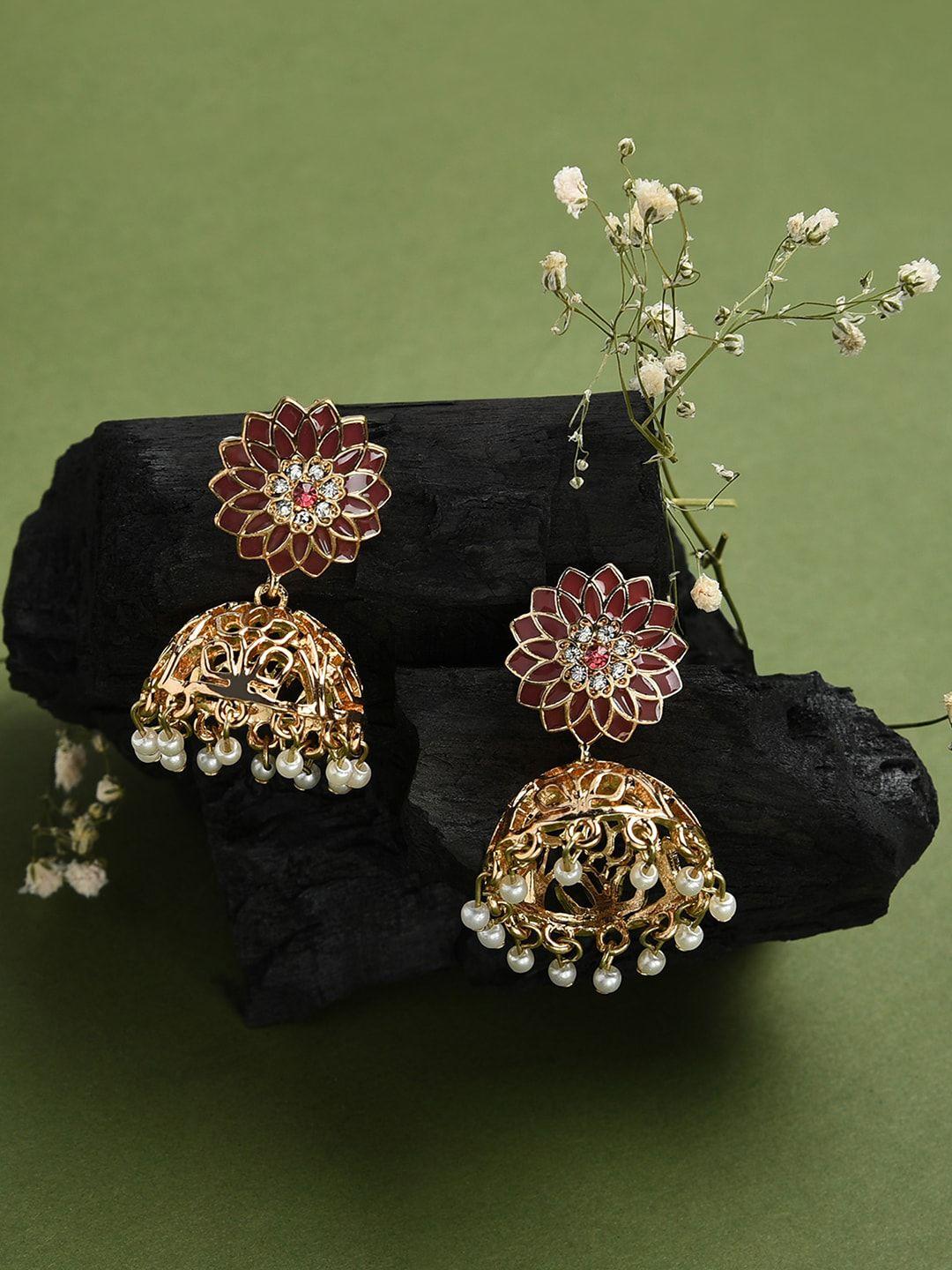 accessorize pink classic jhumkas earrings