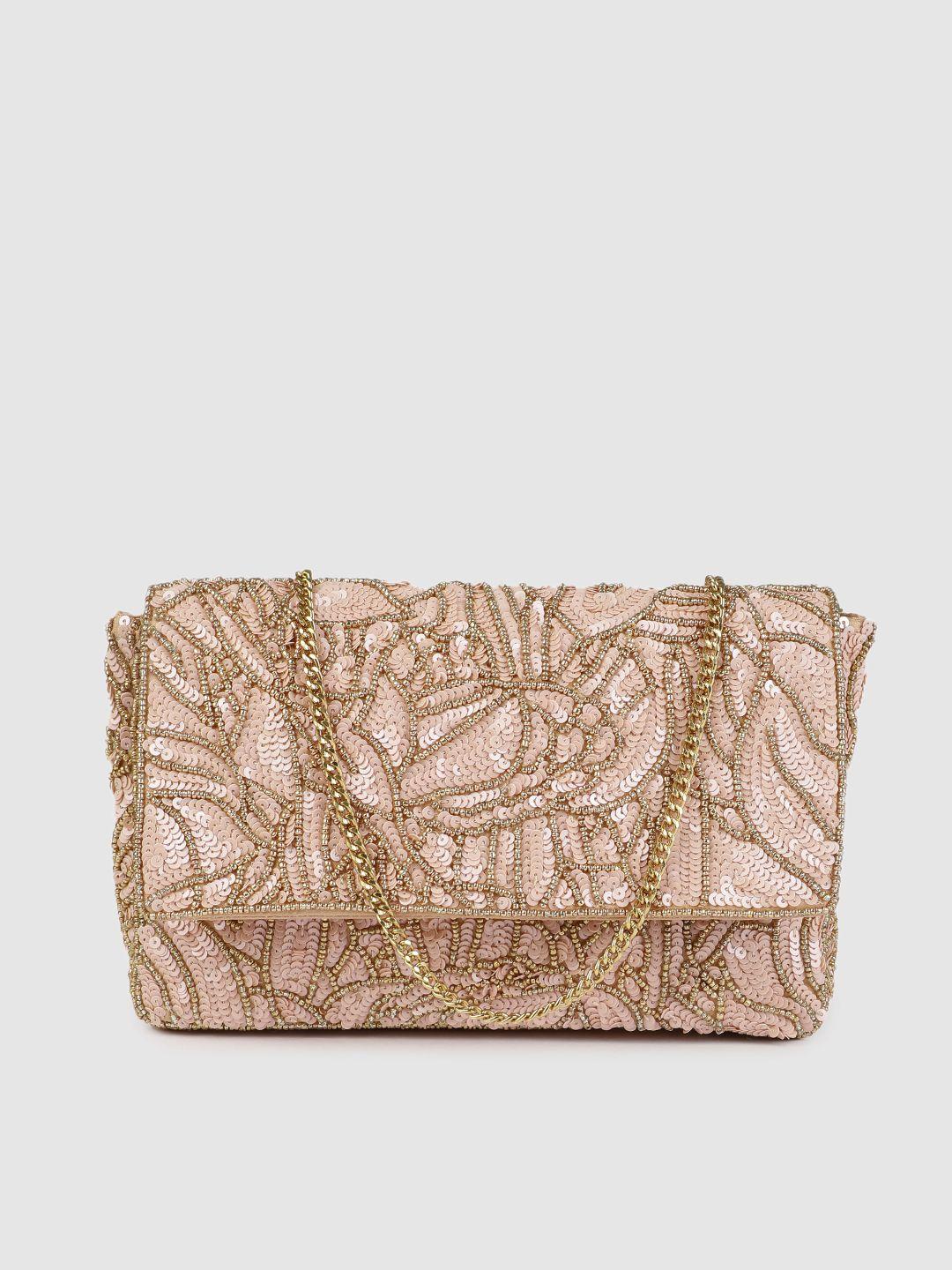 accessorize pink sequinned & beaded envelope clutch