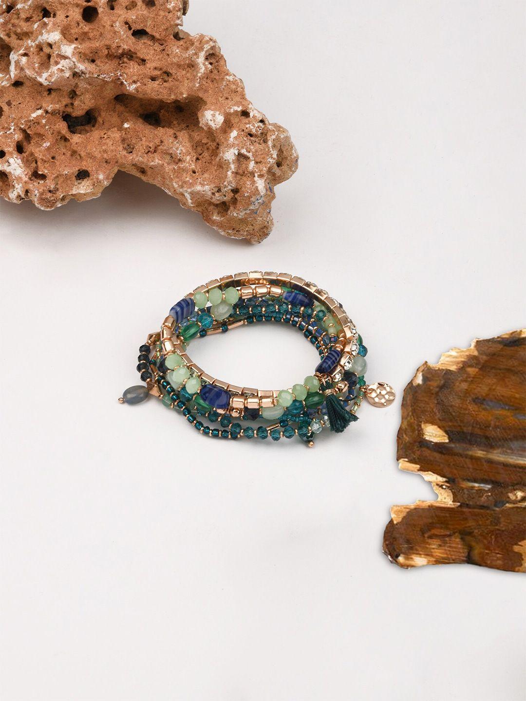 accessorize set of 10 stone-studded & beaded wraparound bracelet