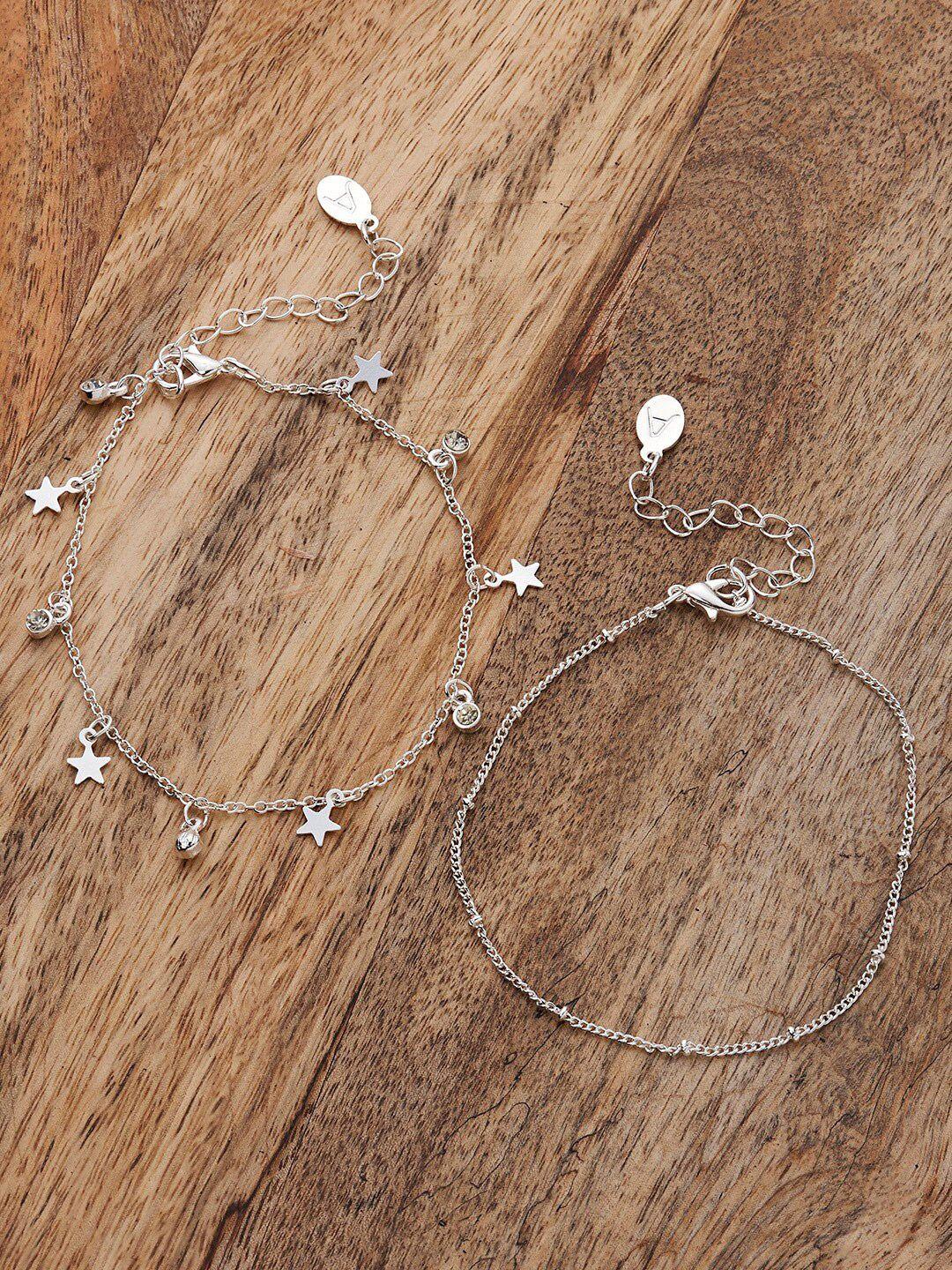 accessorize set of 2 silver-plated anklets