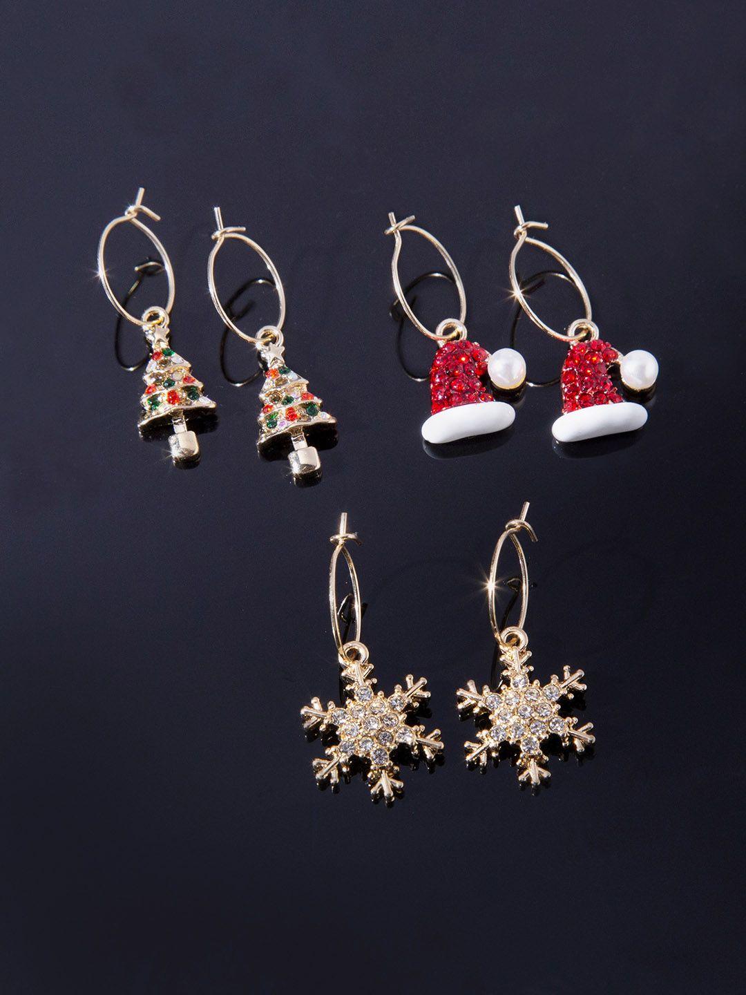 accessorize set of 3 christmas huggie hoop earring