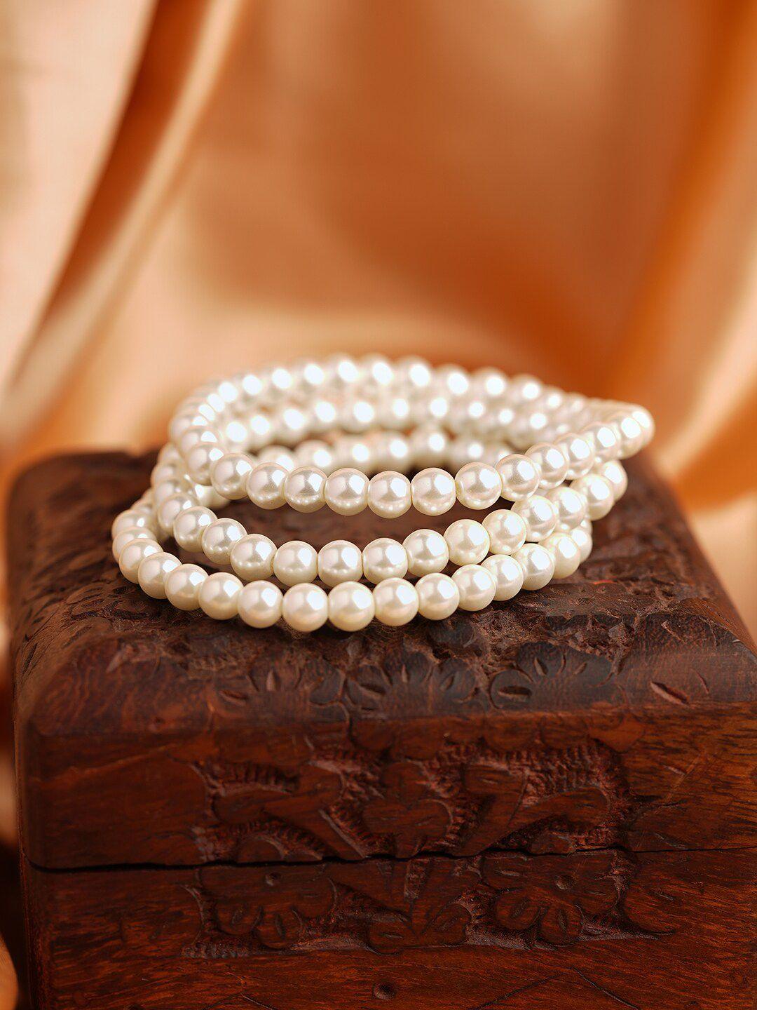 accessorize set of 3 pearls elasticated bracelet