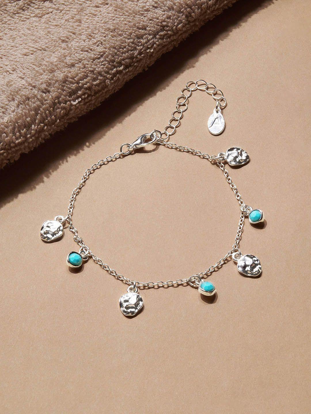 accessorize silver-plated artificial beads anklet