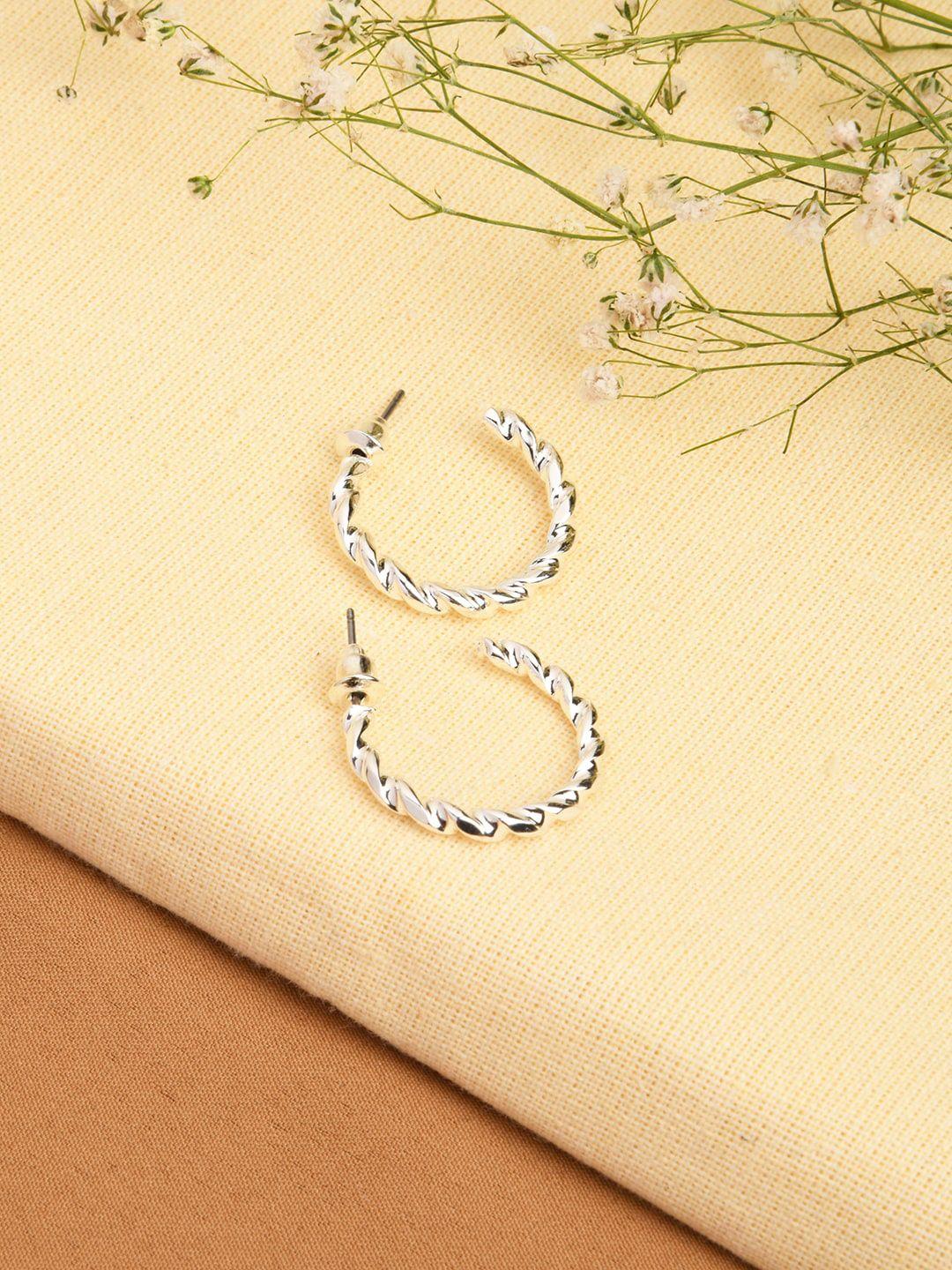 accessorize silver-plated classic twisted half hoop earrings