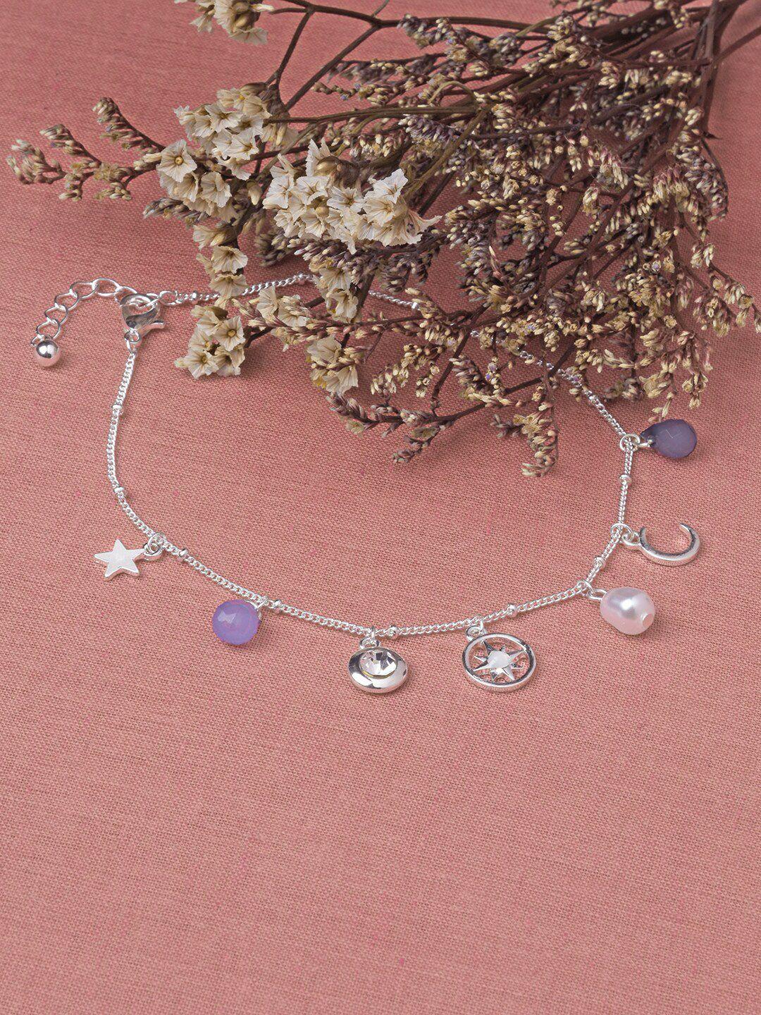 accessorize silver-toned & celestial charms beaded  anklet