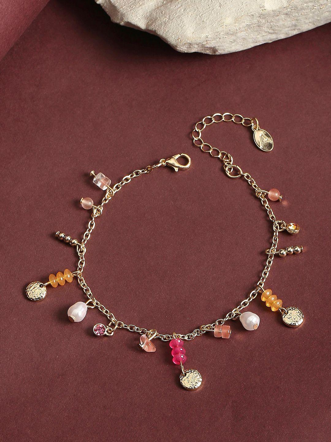 accessorize stone-studded charm anklet