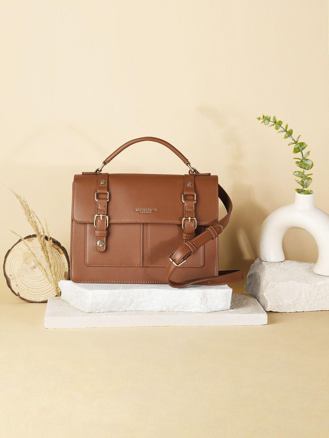 accessorize tan structured satchel