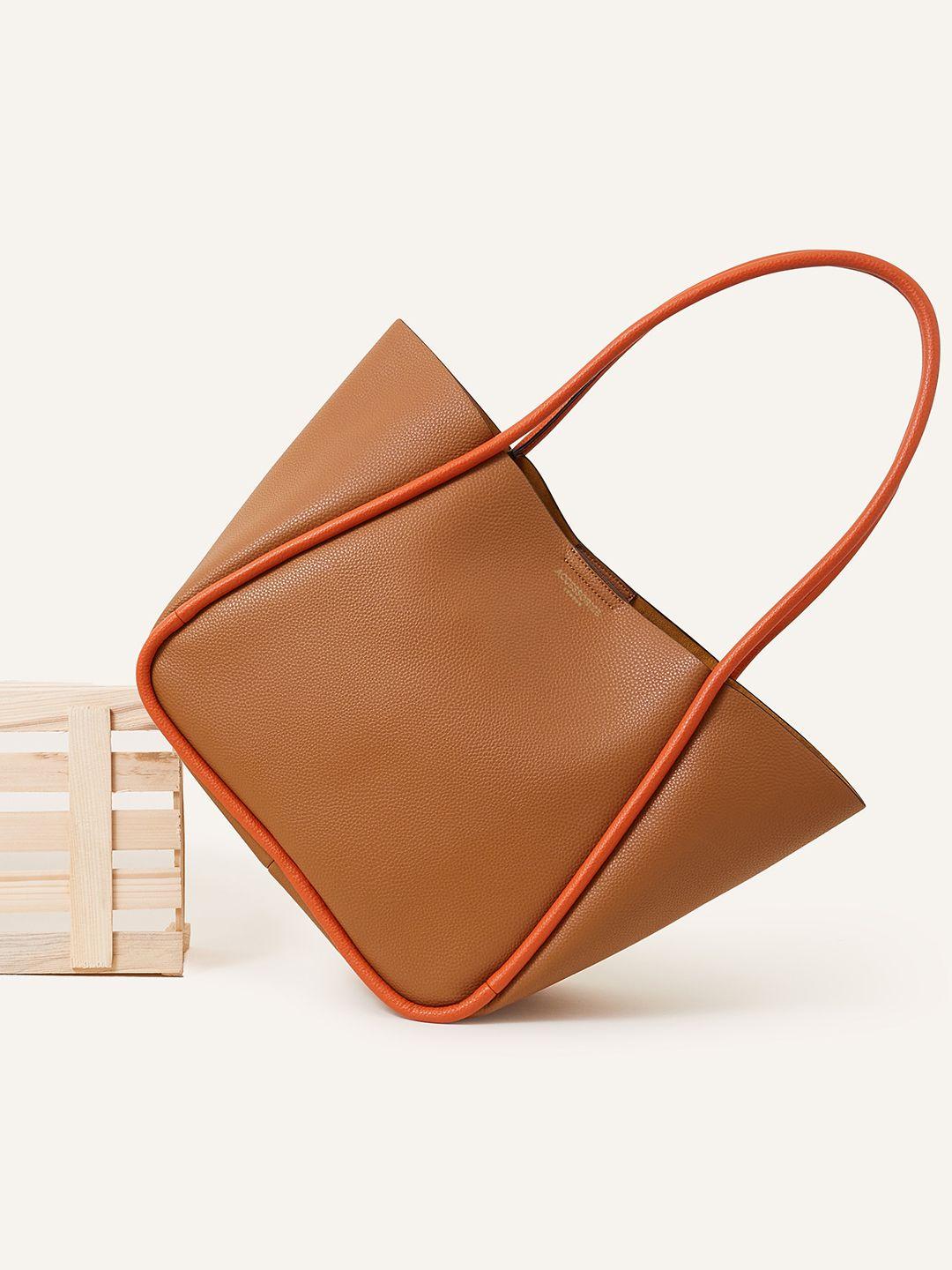 accessorize tan structured shoulder bag