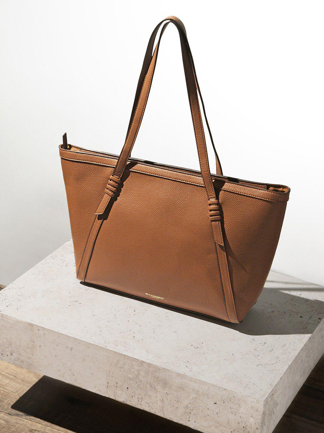 accessorize tan structured tote bag