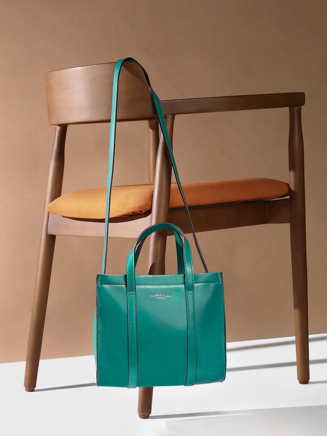 accessorize teal structured tote bag
