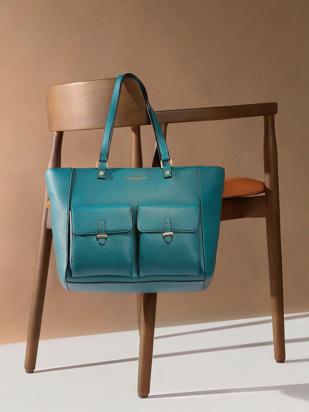 accessorize teal structured tote bag