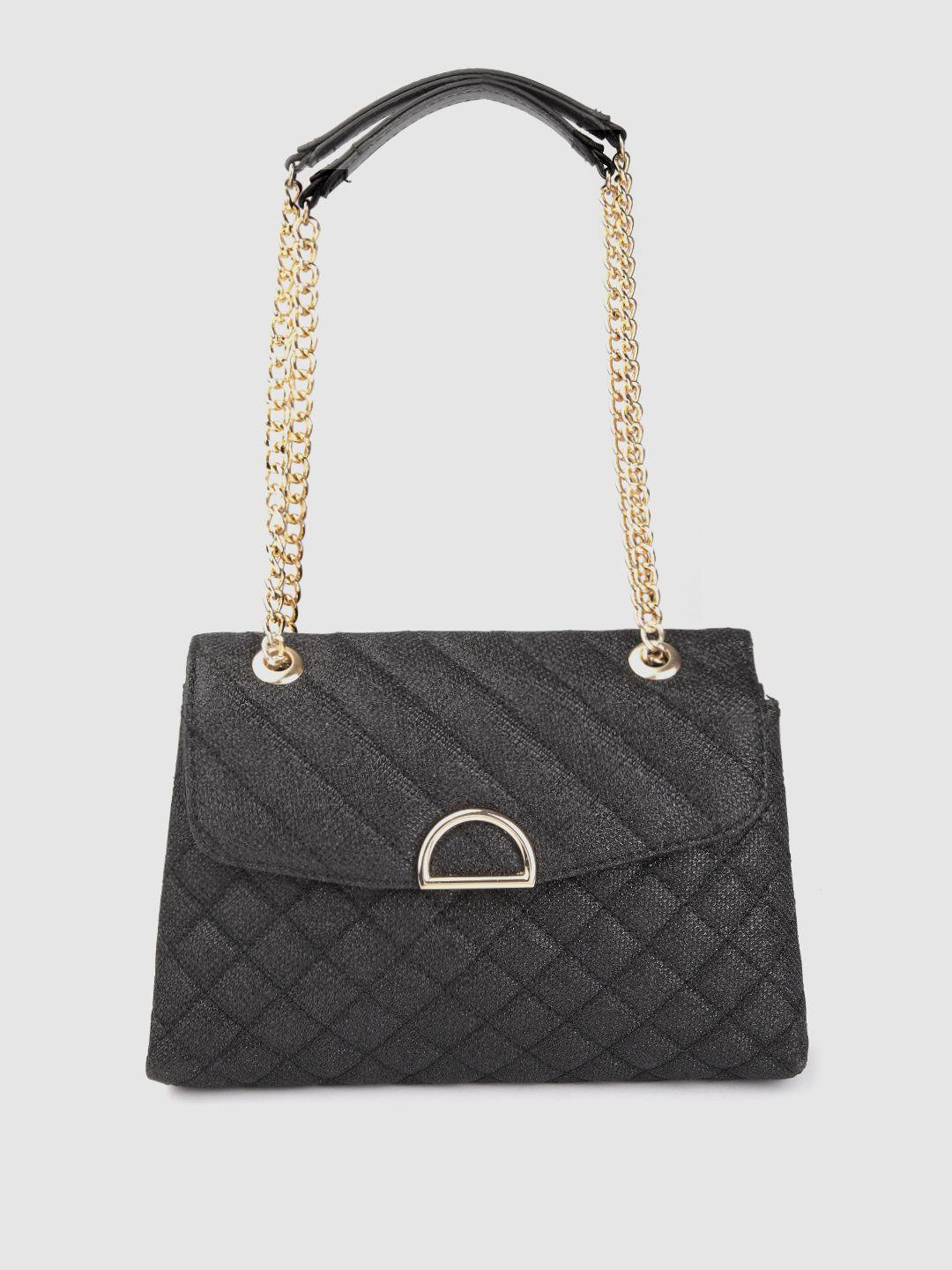accessorize women black shimmery quilted shoulder bag