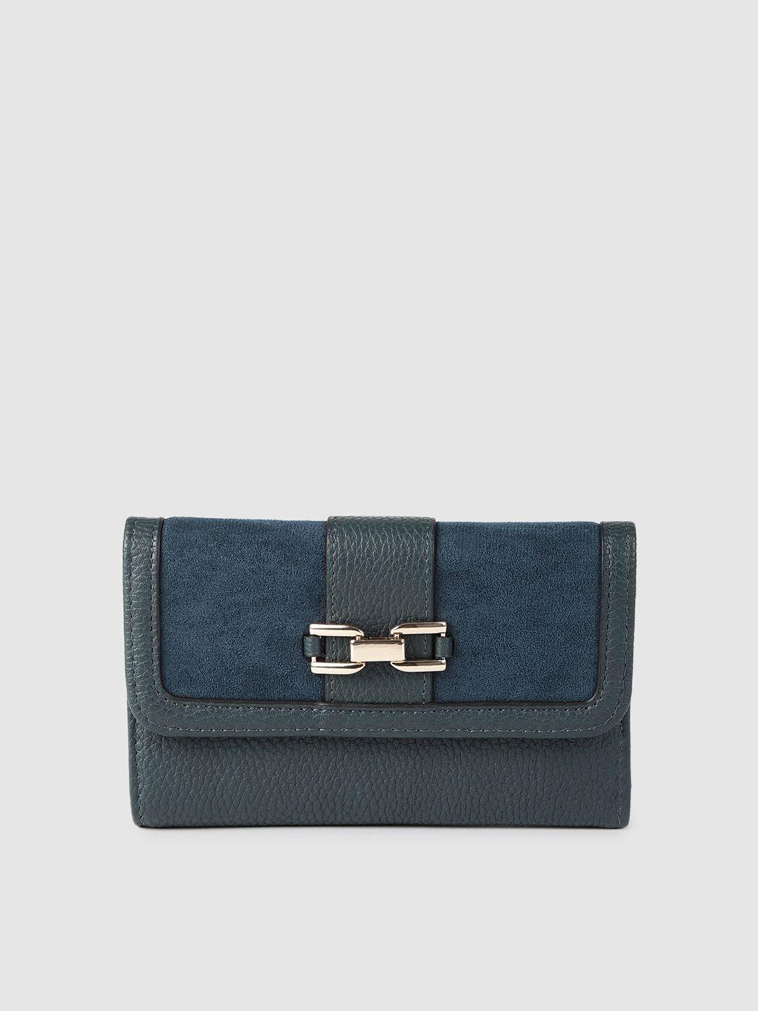 accessorize women blue three fold wallet