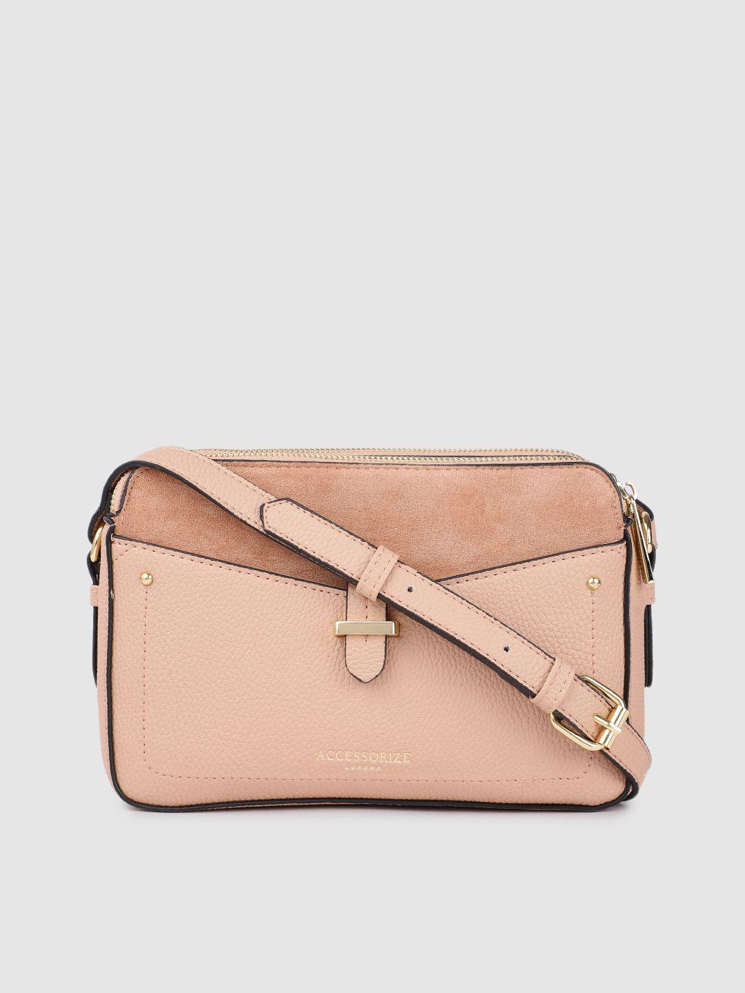 accessorize women dusty pink pu structured sling bag