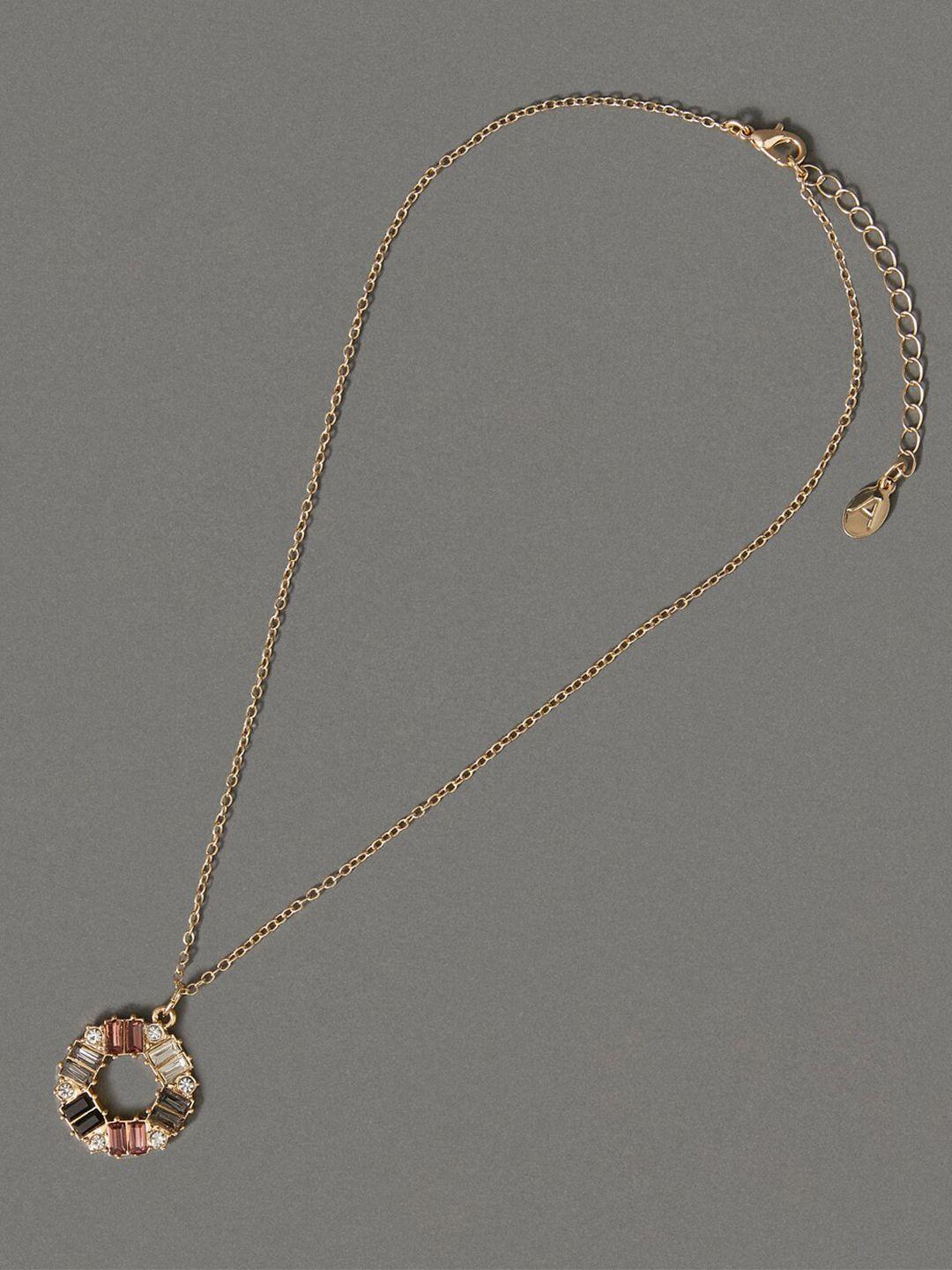 accessorize women gold-toned baguette circle pendant necklace