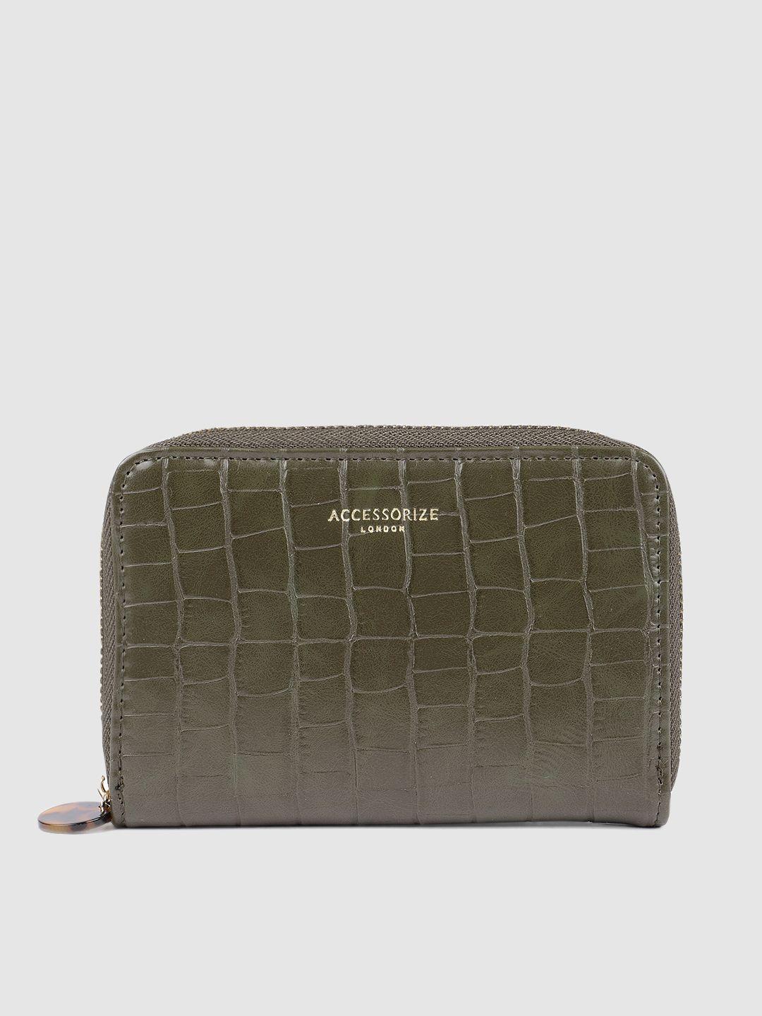 accessorize women khaki animal textured zip around wallet