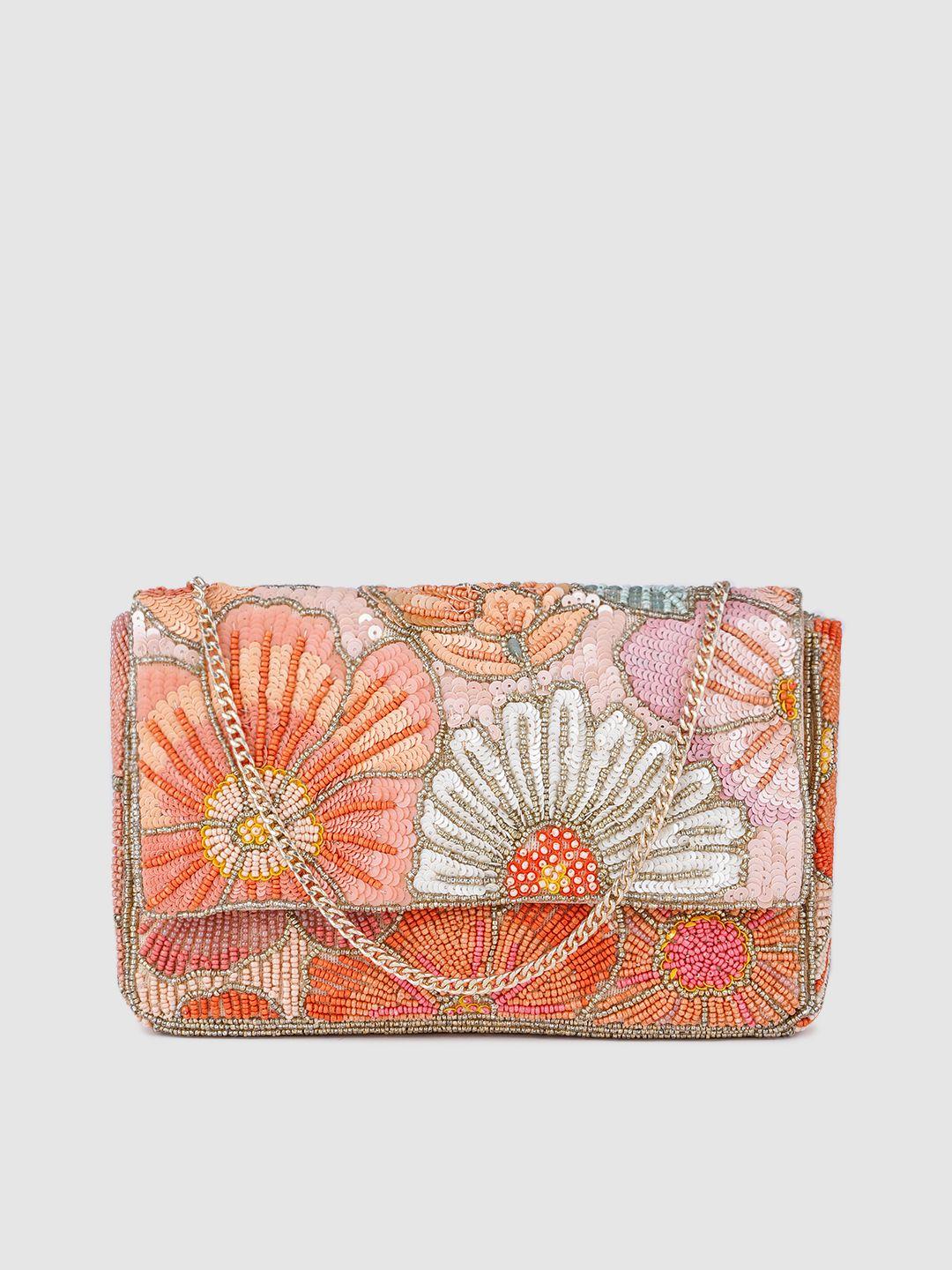 accessorize women multicoloured floral beaded embellished purse