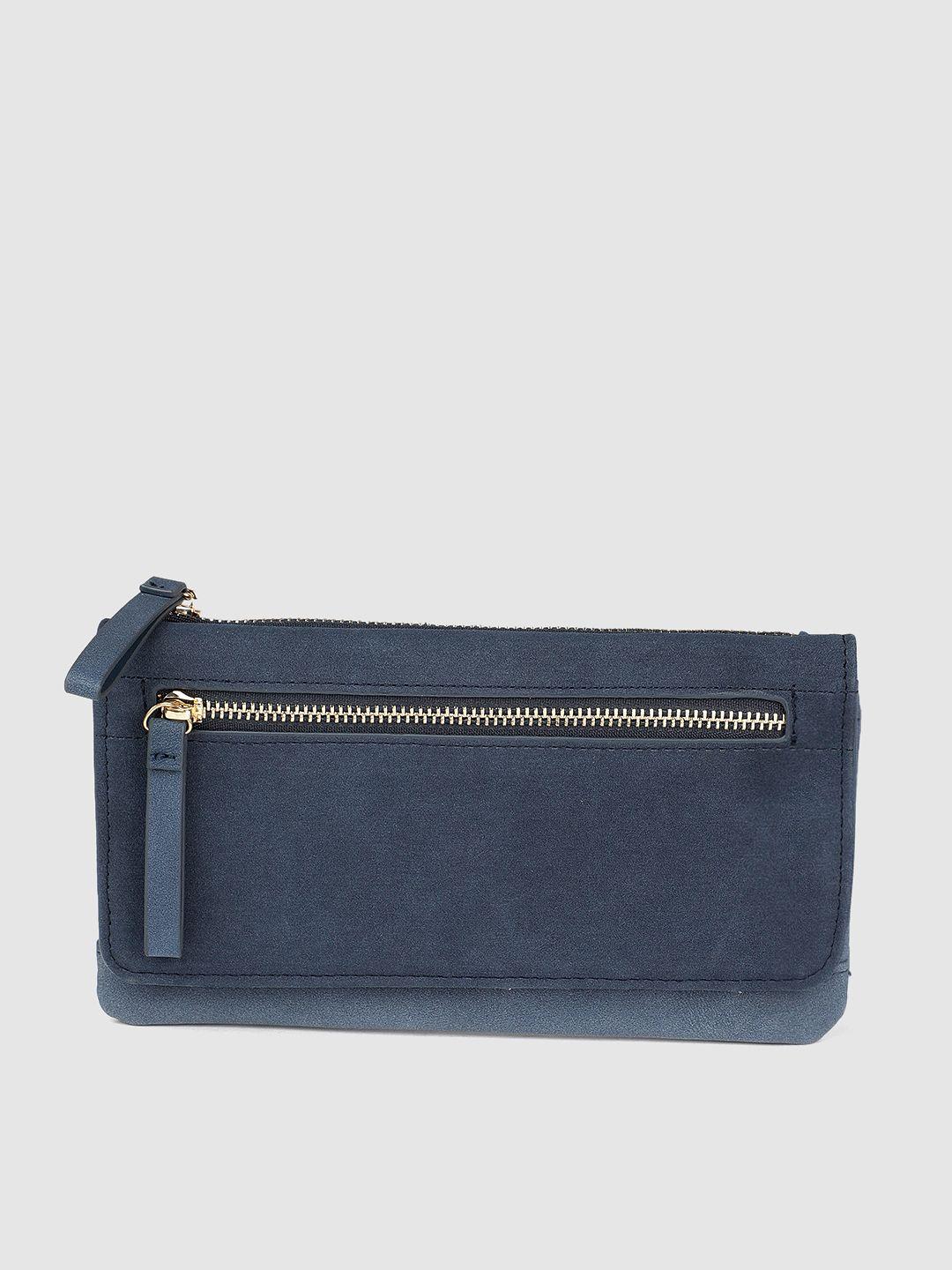 accessorize women navy blue solid two fold wallet