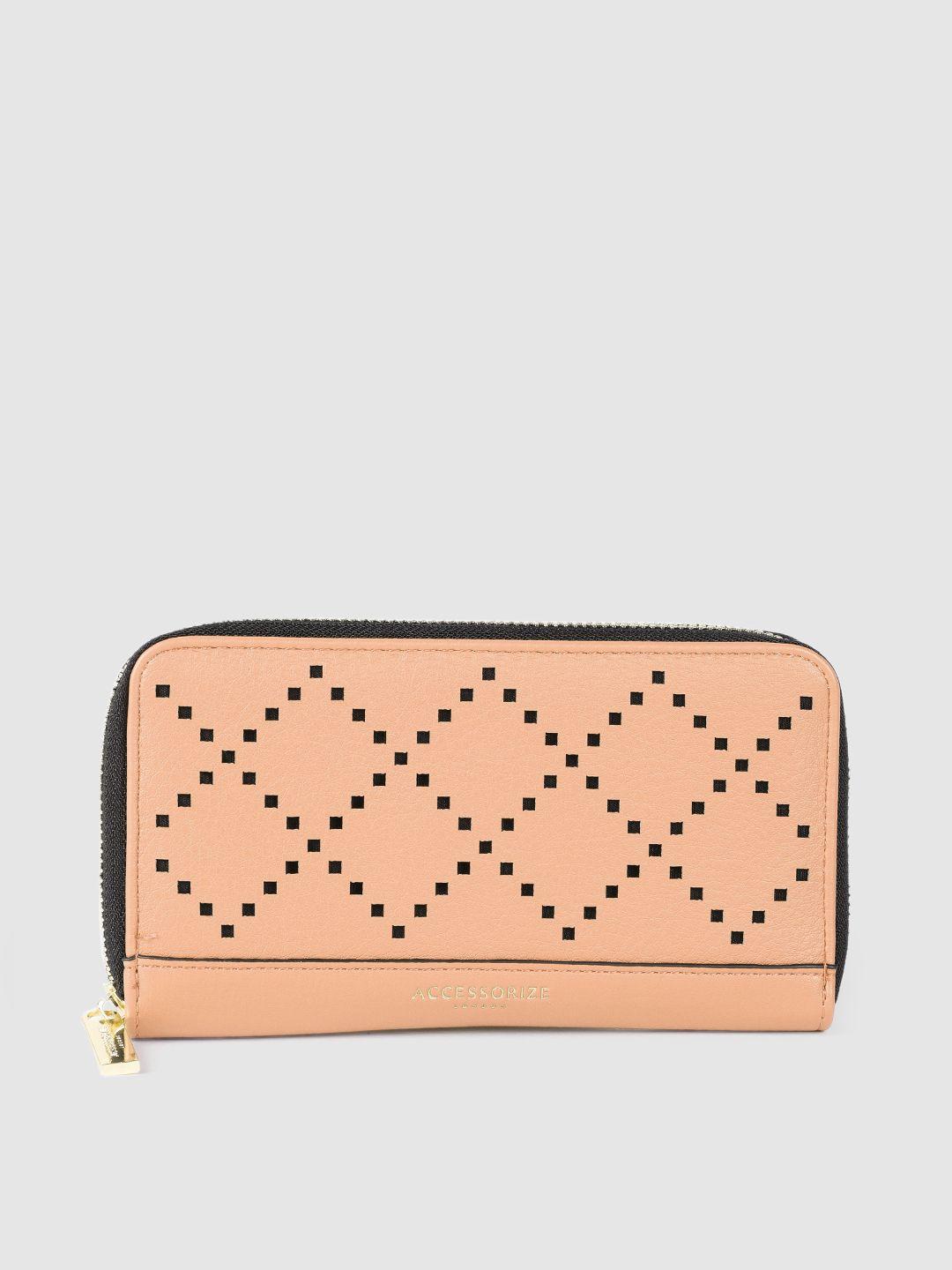 accessorize women nude-coloured zip around wallet