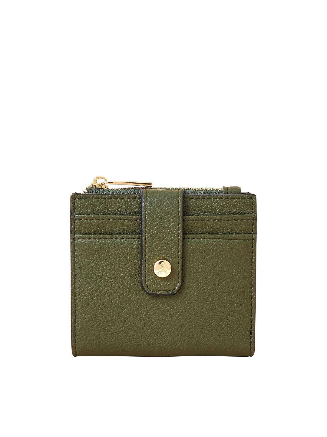 accessorize women olive green textured card holder