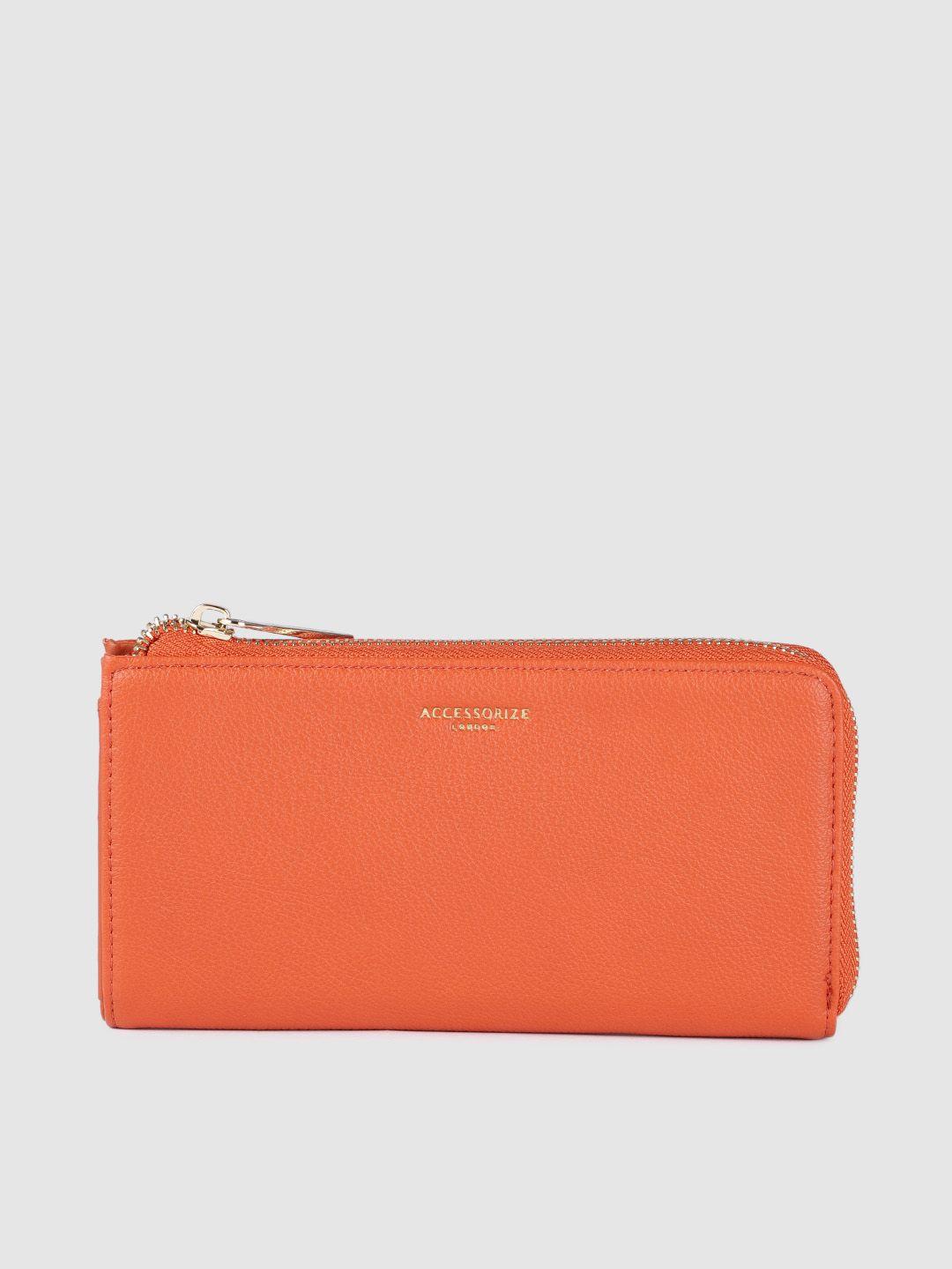 accessorize women orange zip around wallet