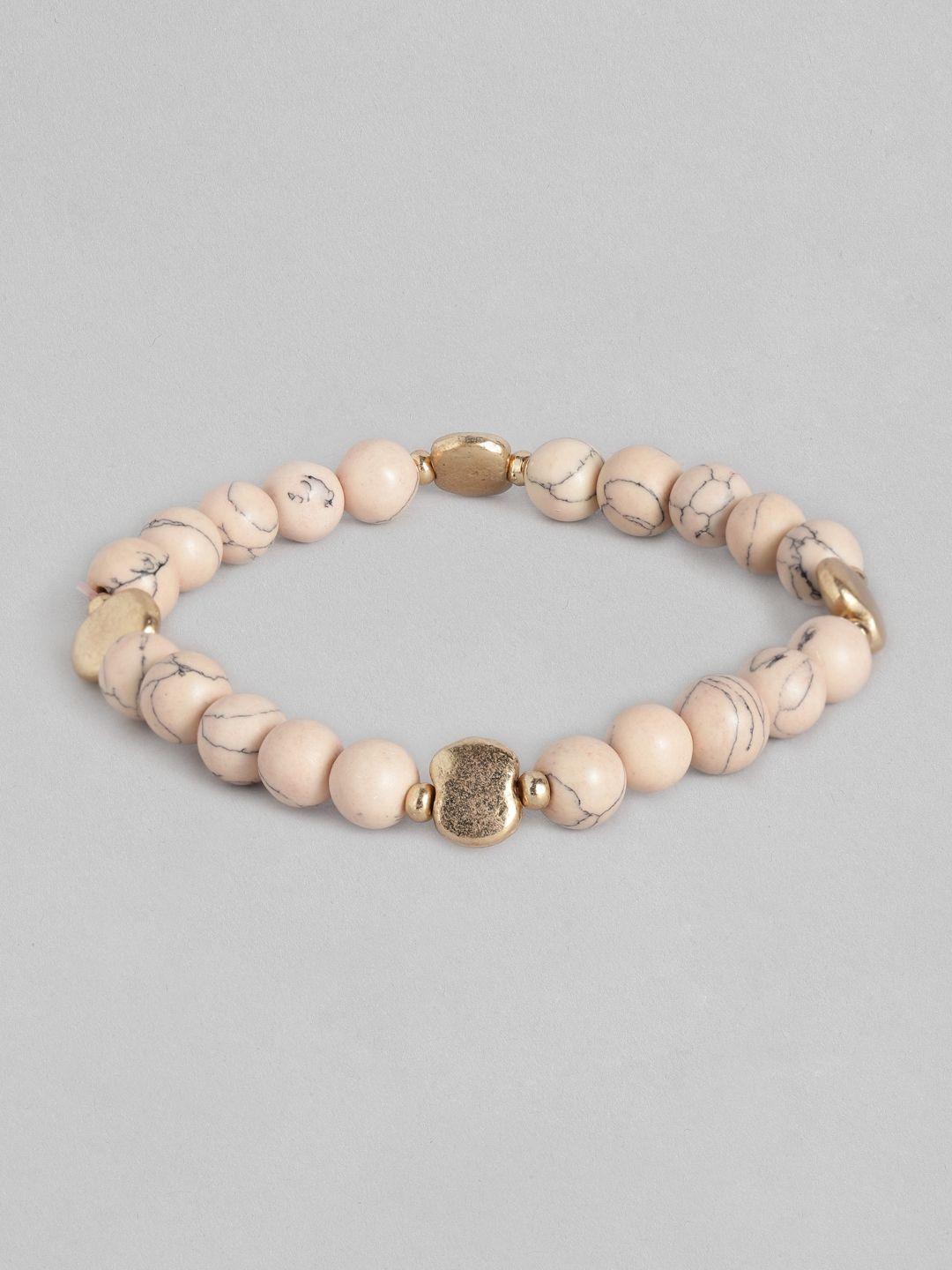 accessorize women pink beaded elasticated bracelet