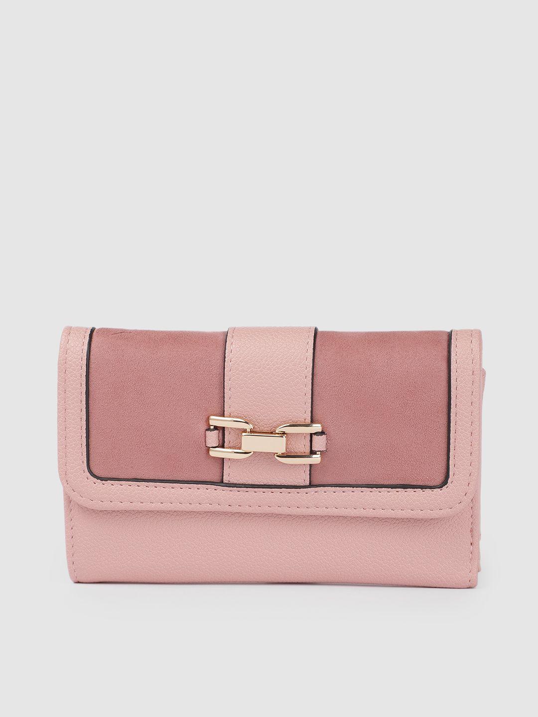 accessorize women pink solid three fold wallet