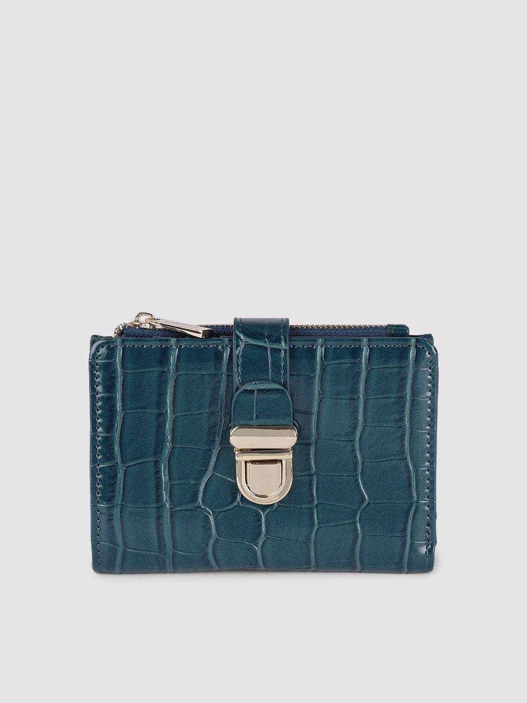 accessorize women sea green textured two fold wallet