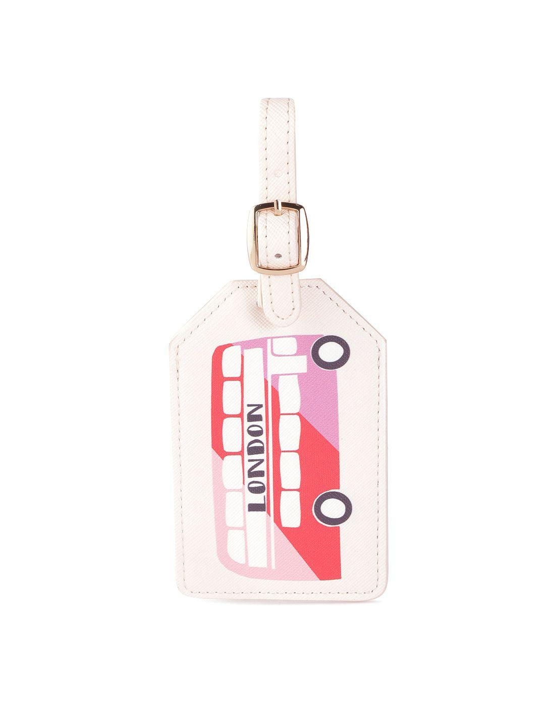 accessorize women white & pink printed luggage card holder