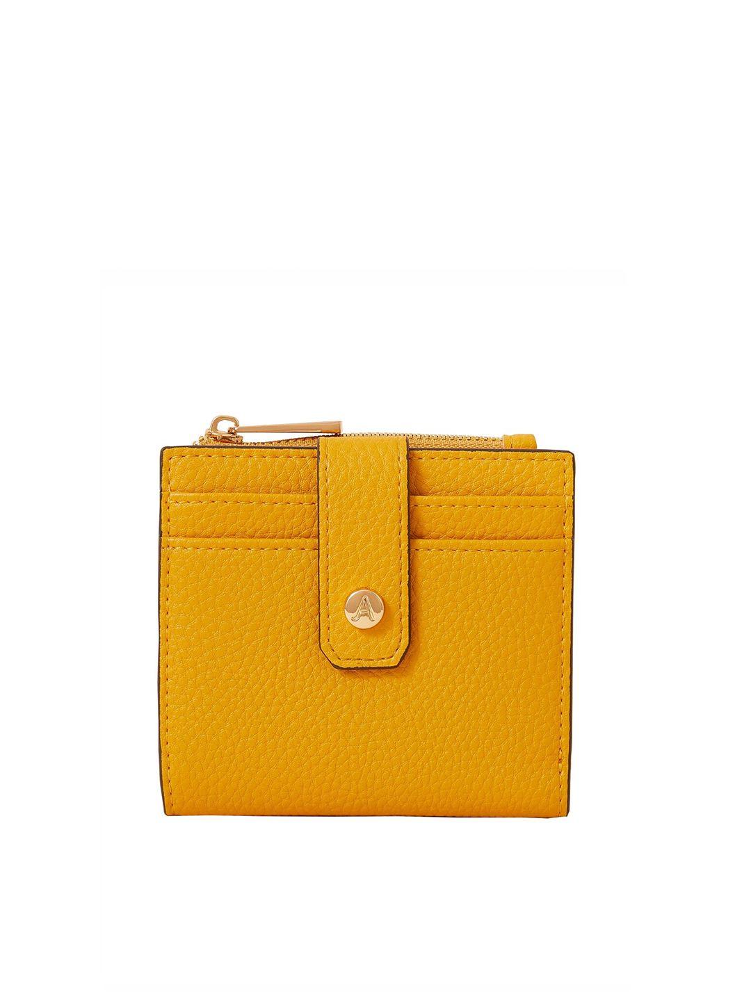 accessorize women yellow textured card holder