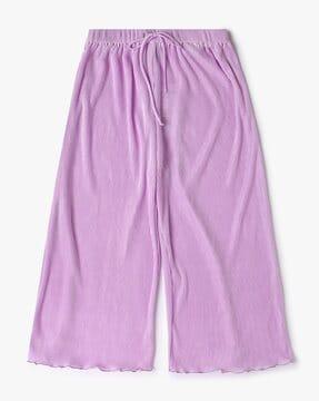 accordion pleat culottes with drawstring waist