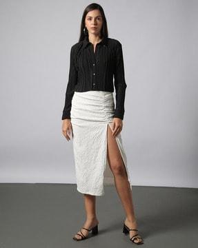 accordion-pleat regular fit shirt