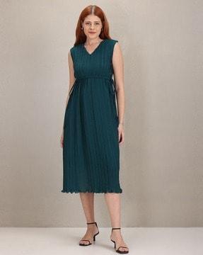 accordion pleated a-line dress