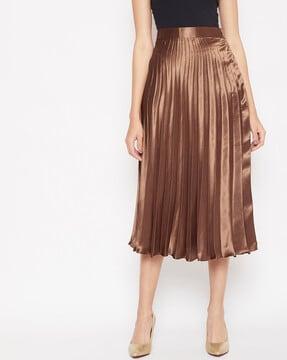 accordion pleated flared skirt