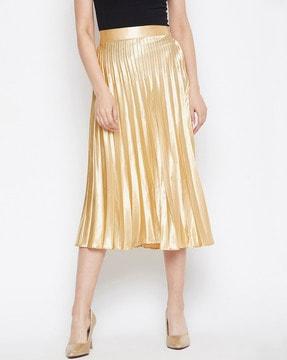 accordion pleated flared skirt