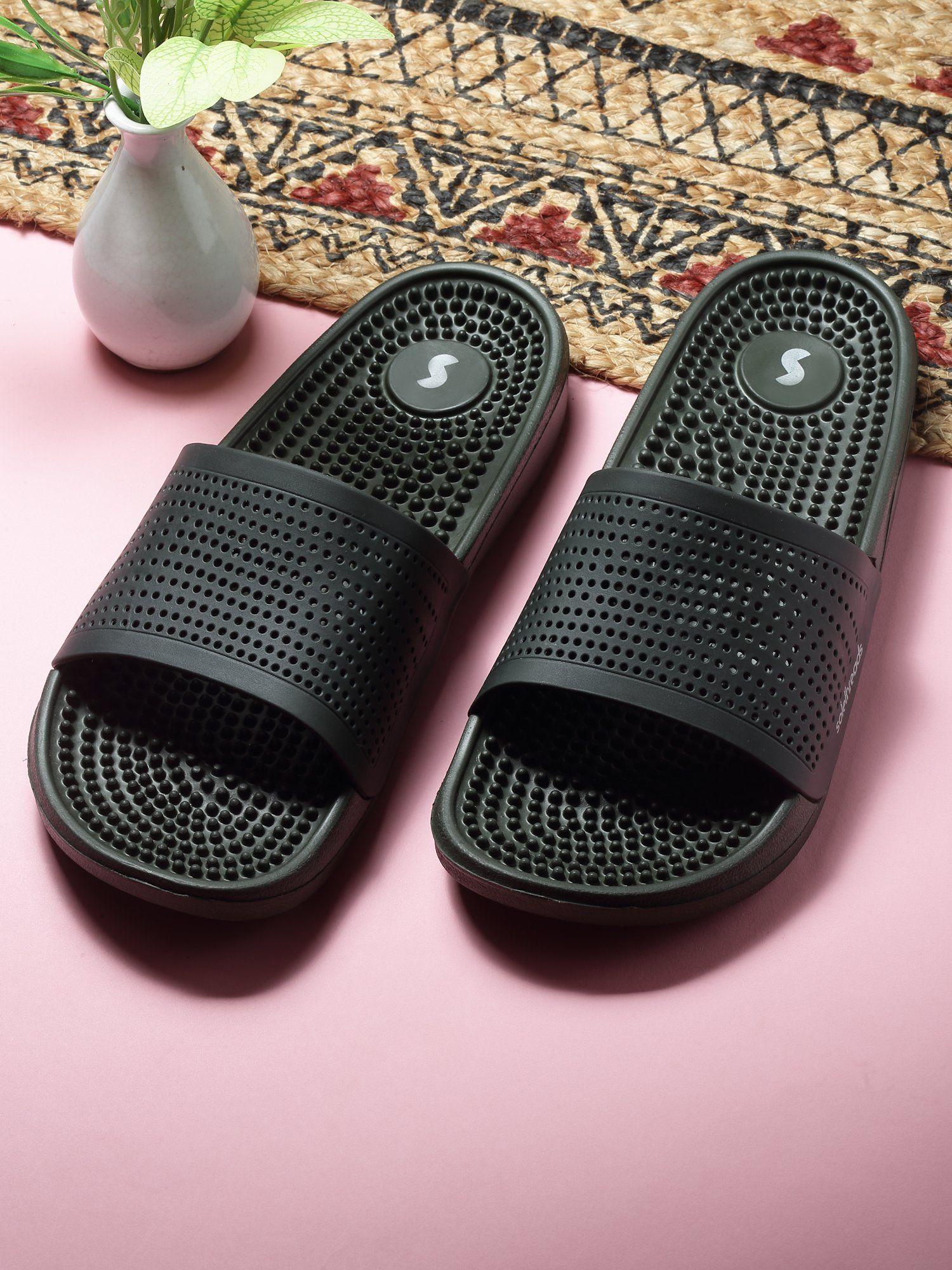 accuwalk olive solid men slides